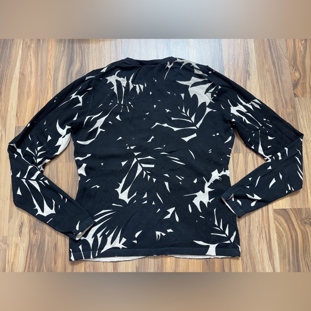 Ann Taylor Tropical Palm Pattern Cardigan Sweater - Picture 2 of 6